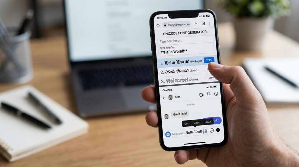 copy and paste stylish Telegram fonts on mobile